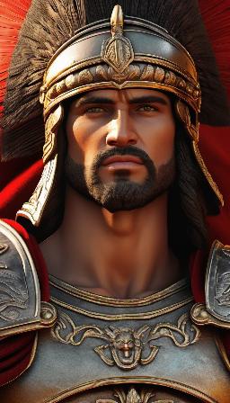 A warrior Roman antique, great quality, epic background, high resolution, 8K, variety of details, high definition, variety of complexions and man's faces in the warrior