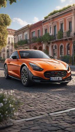 Beutiful Car, great quality, background detail, high resolution, 8K, variety of details, in town, high definition